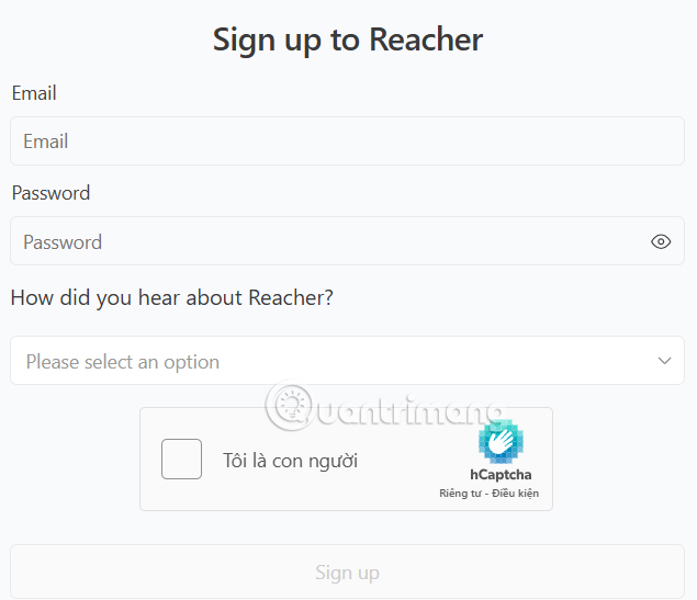 Đăng ký tài khoản Reacher