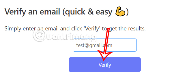 Kiểm tra email hoạt động trên Reacher