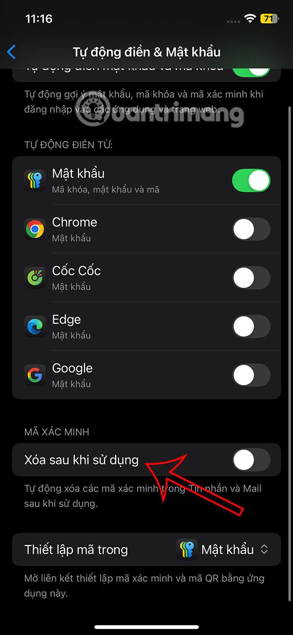 Xóa tin nhắn OTP trên iPhone