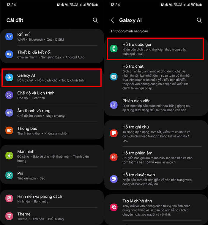 Chỉnh cuộc gọi trên Samsung