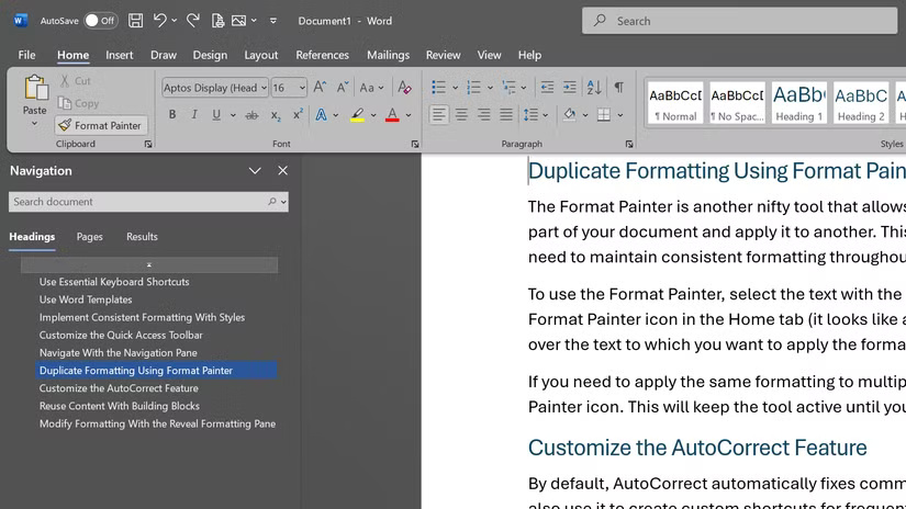 Format Painter trong Microsoft Word