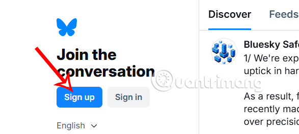 Đăng ký Bluesky trên máy tính