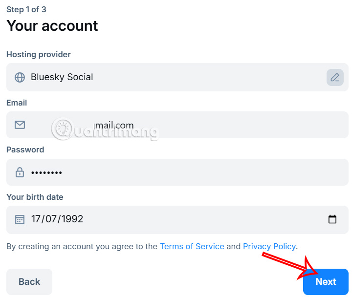 Nhập thông tin tài khoản Bluesky trên máy tính