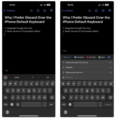 Các dịch vụ Google được tích hợp vào Gboard.