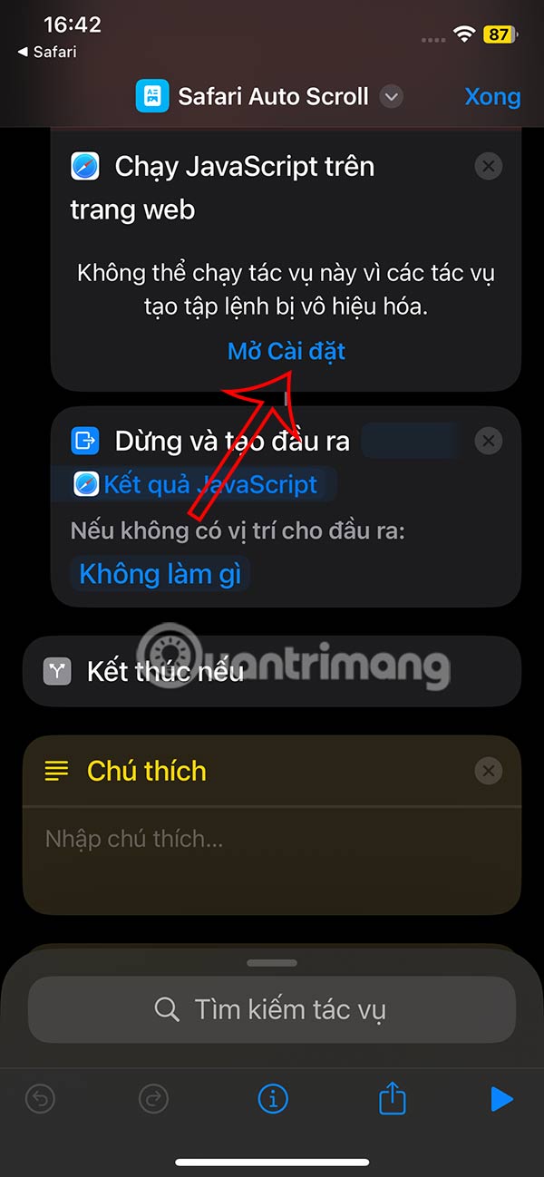 Cài đặt phím tắt Safari Auto Scroll