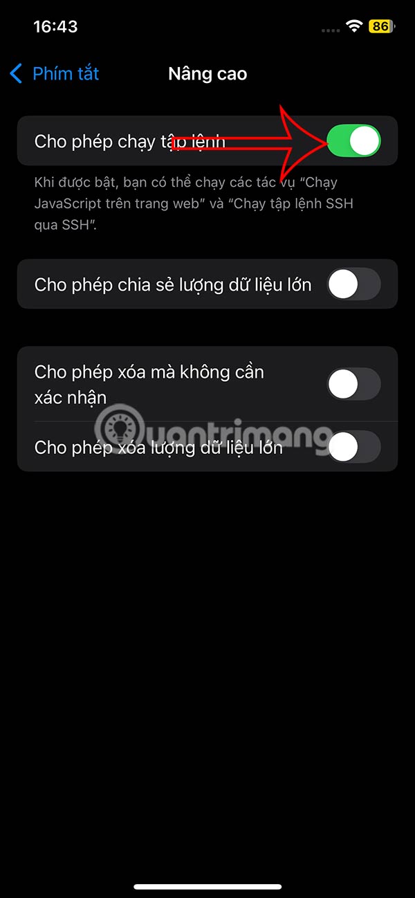 Cho phép chạy tệp lệnh Safari Auto Scroll