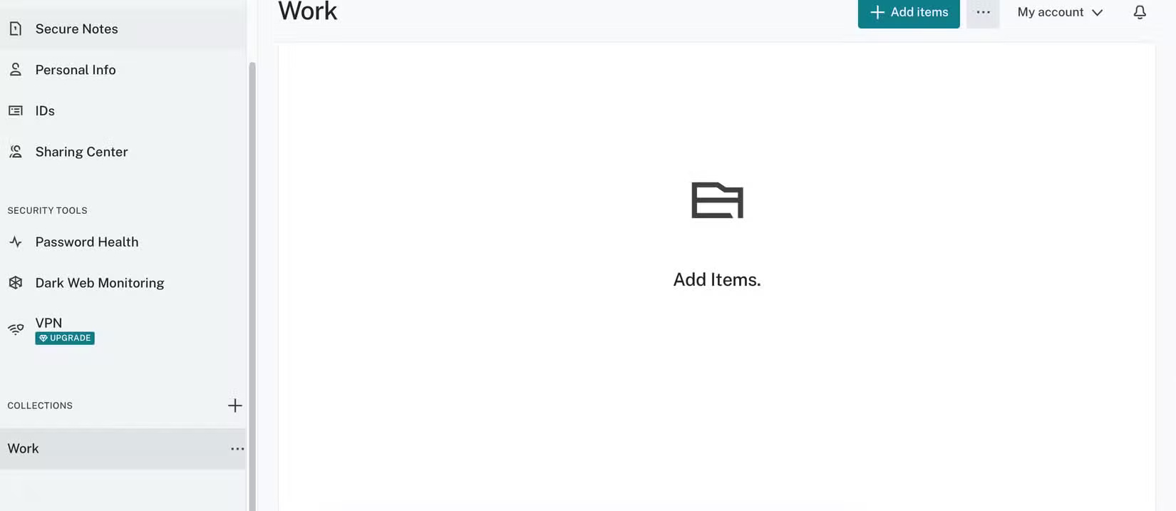 Thêm Collections vào ứng dụng Dashlane