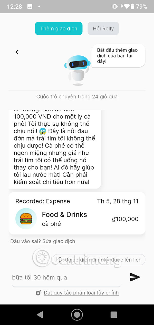 Phản hồi với Rolly: AI Money Tracker