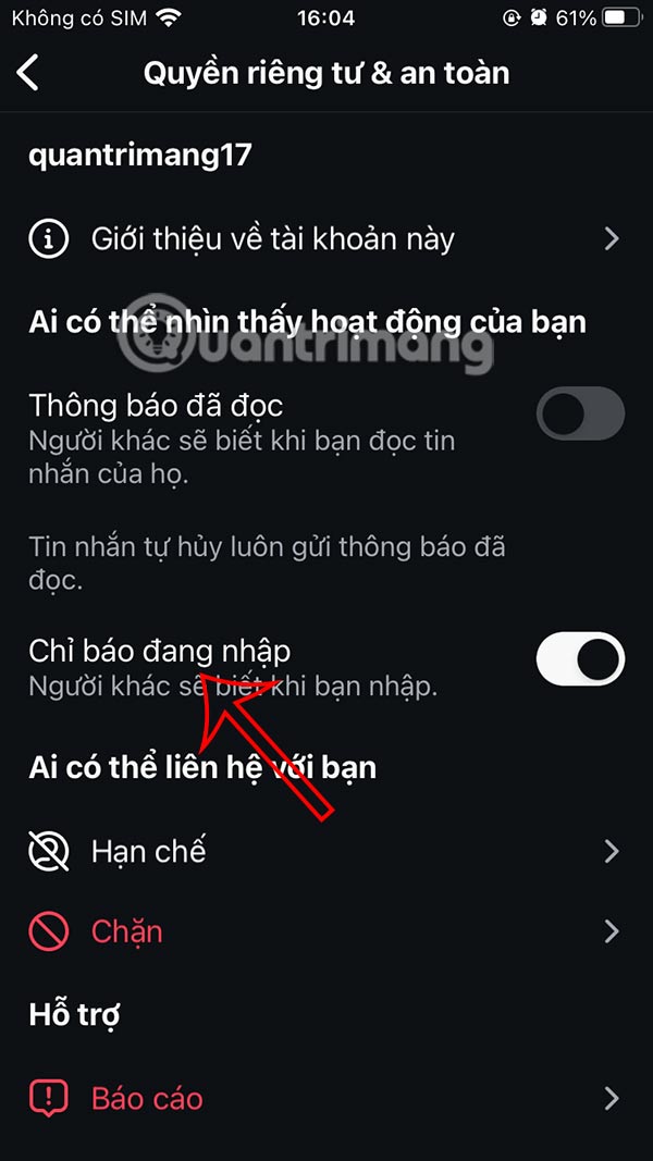 Báo nhập tin nhắn Instagram