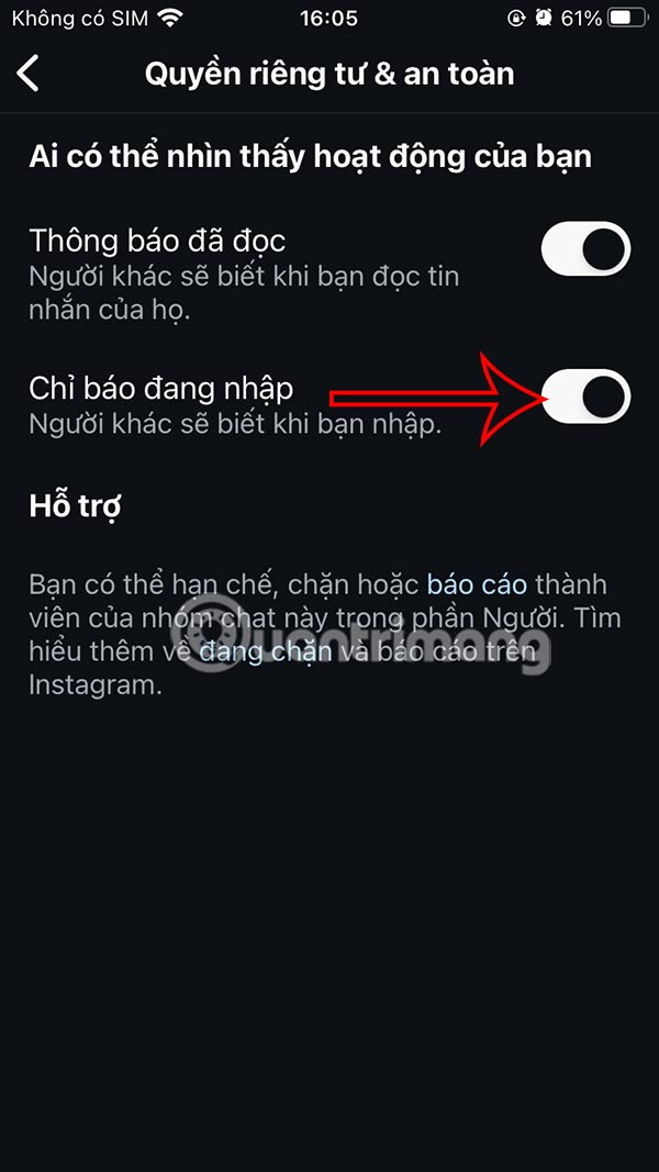 Thông báo nhập tin nhắn nhóm chat Instagram