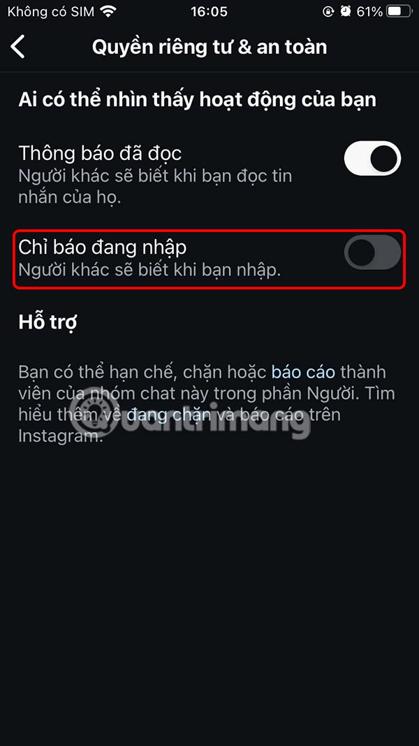 Tắt thông báo nhập tin nhắn Instagram nhóm chat