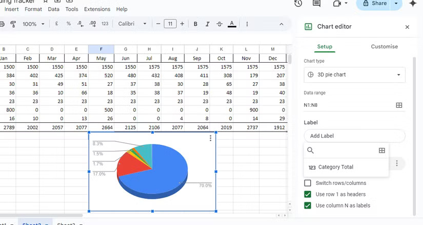 Chart editor in Google Sheets