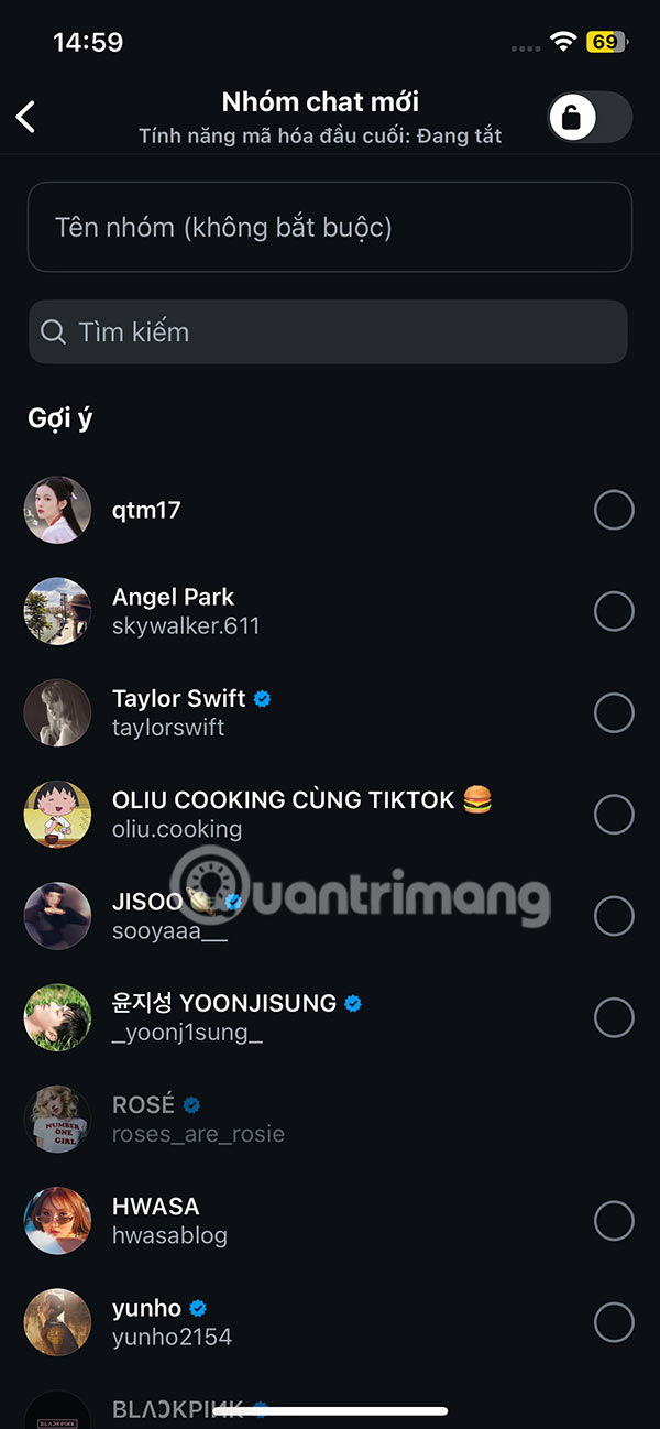 Thêm thành viên nhóm chat Instagram