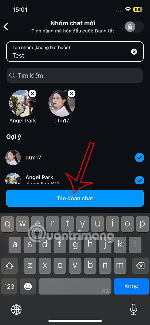 Tạo nhóm chat Instagram mới