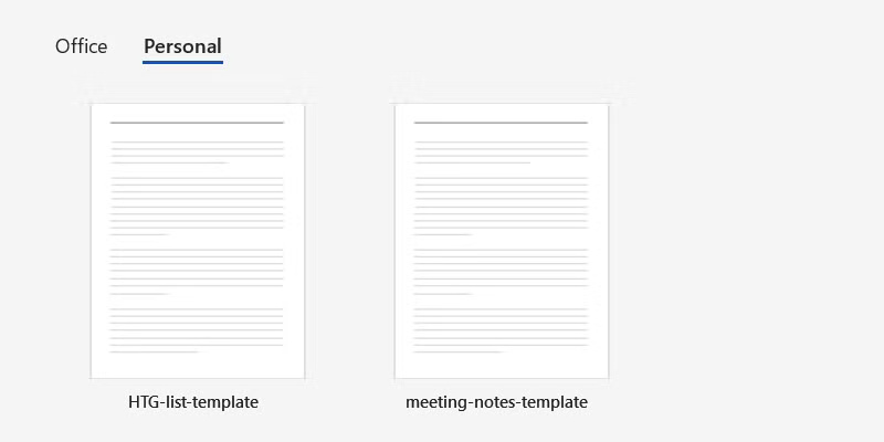 Chọn template trong Microsoft Word trên Windows.