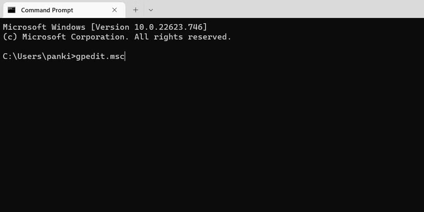 Mở Group Policy Editor bằng Command Prompt hoặc PowerShell