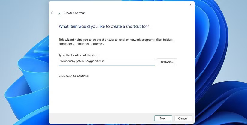 Tạo desktop shortcut cho Group Policy Editor