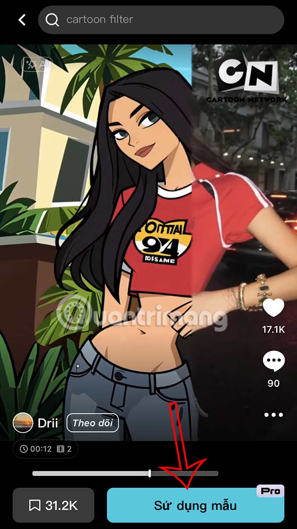 Quay video filter Cartoon Network TikTok