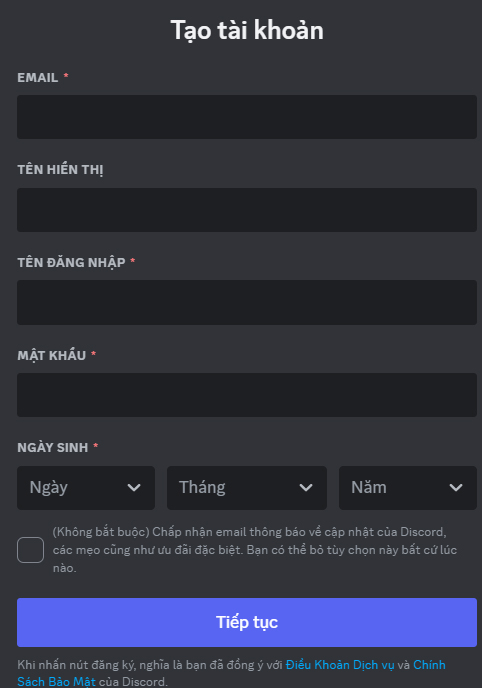 Đăng ký Discord