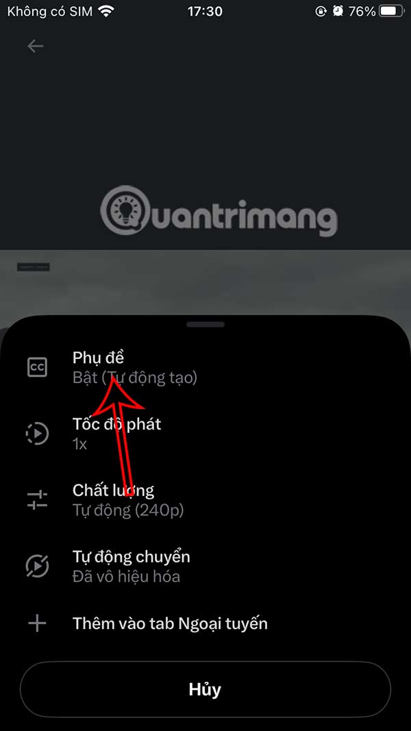 Tắt phụ đề video X trên điện thoại