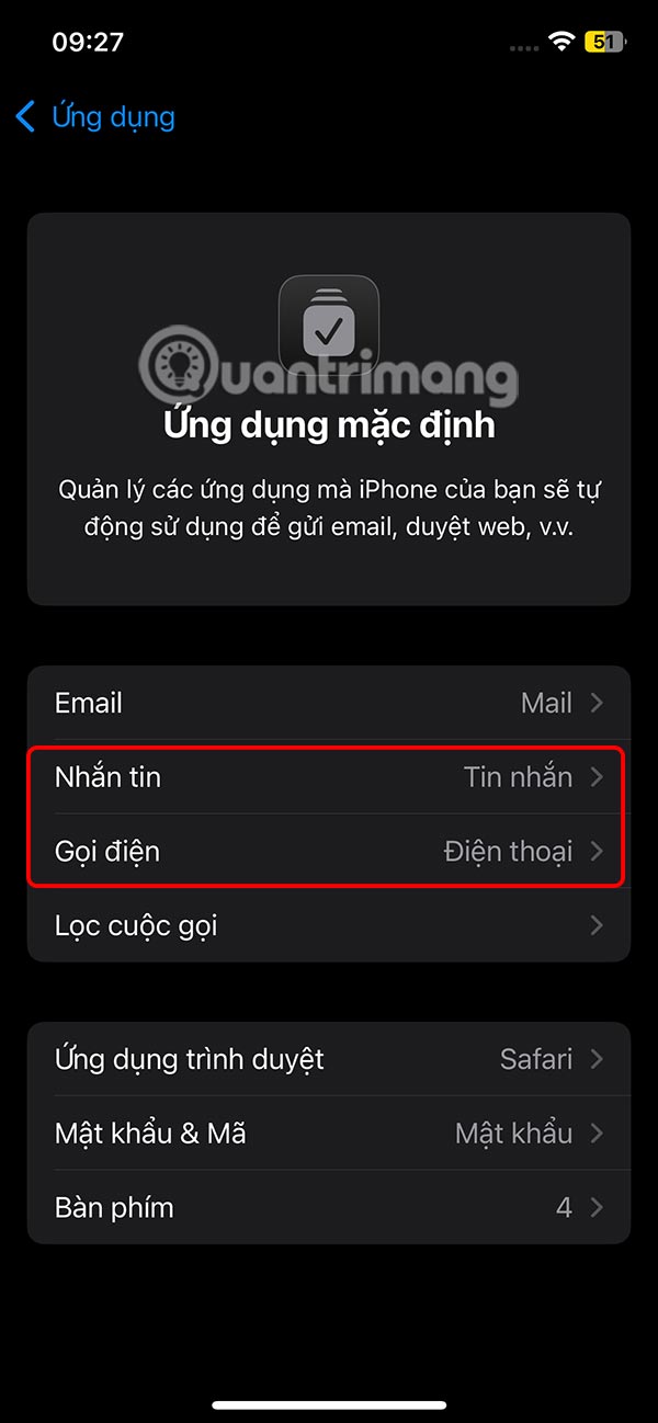 Chỉnh ứng dụng nhắn tin và gọi điện mặc định iPhone