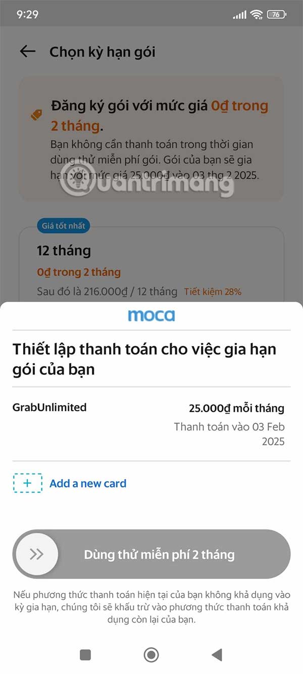 Sử dụng gói Grab Unlimited