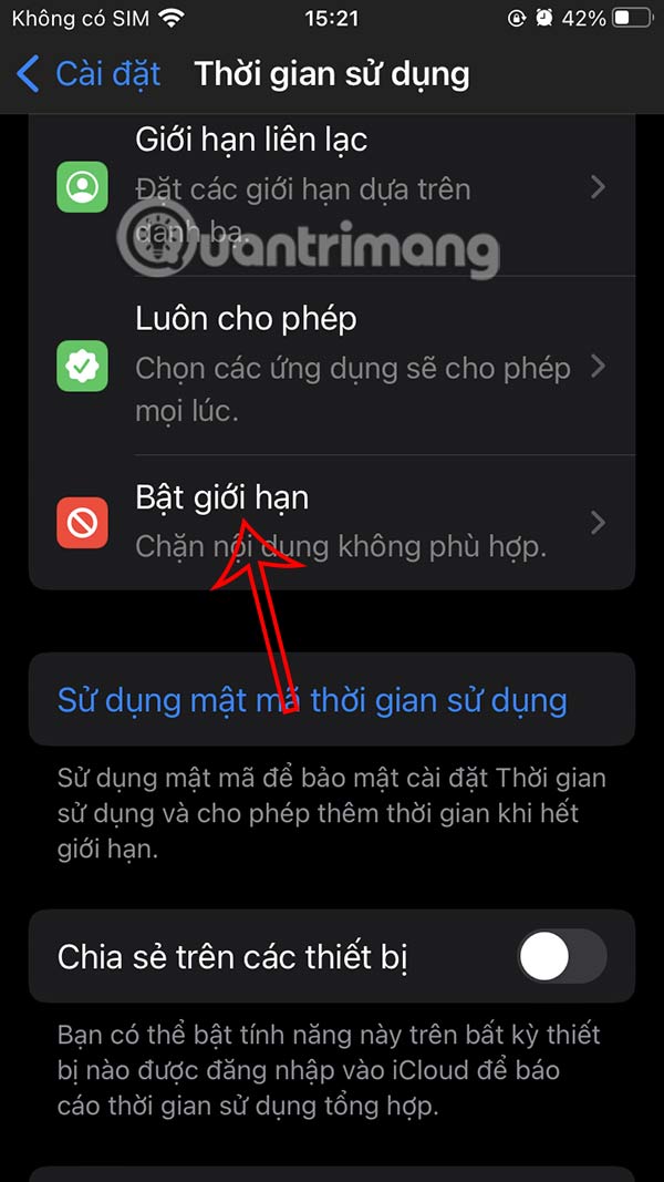 Giới hạn sử dụng