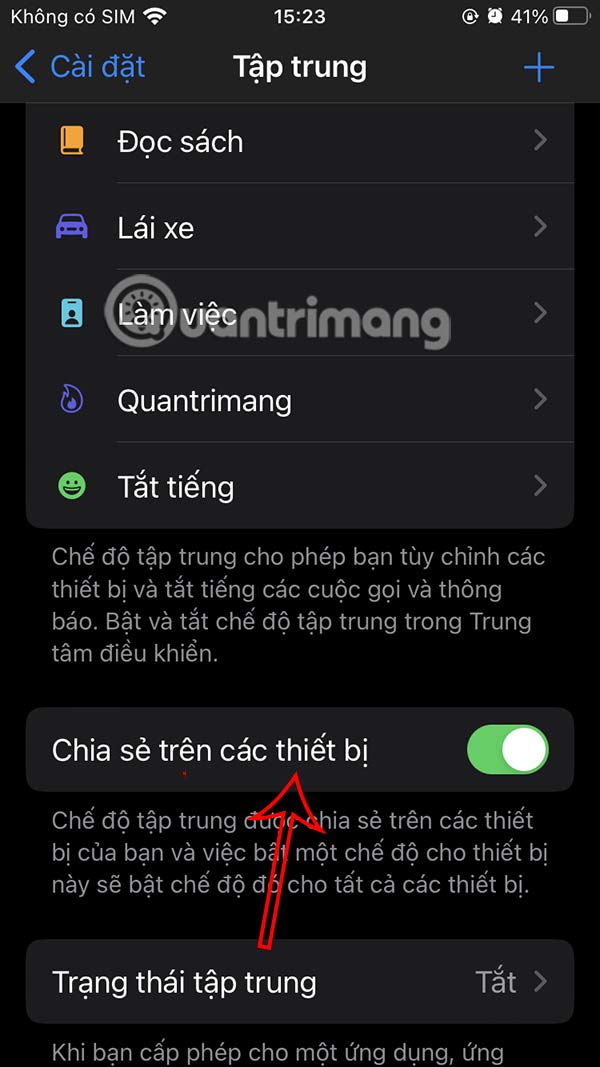 Chia sẻ chế độ trên các thiết bị
