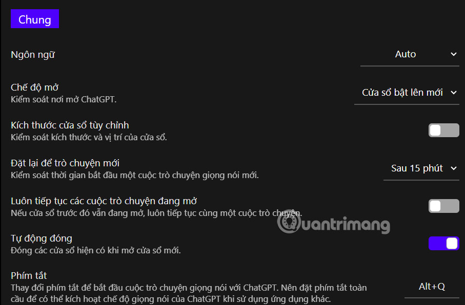 Giao diện tùy chỉnh ChatGPT Voice