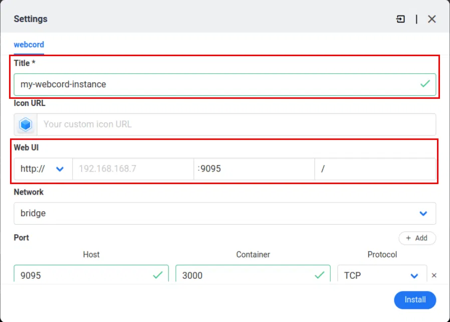 Vị trí của cả tên ứng dụng server và cổng Web UI cho ứng dụng.