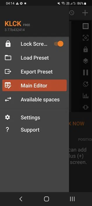 Ứng dụng màn hình khóa KLCK Kustom được bật với template cài sẵn.