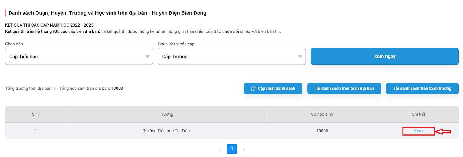 Danh sách thi IOE theo trường
