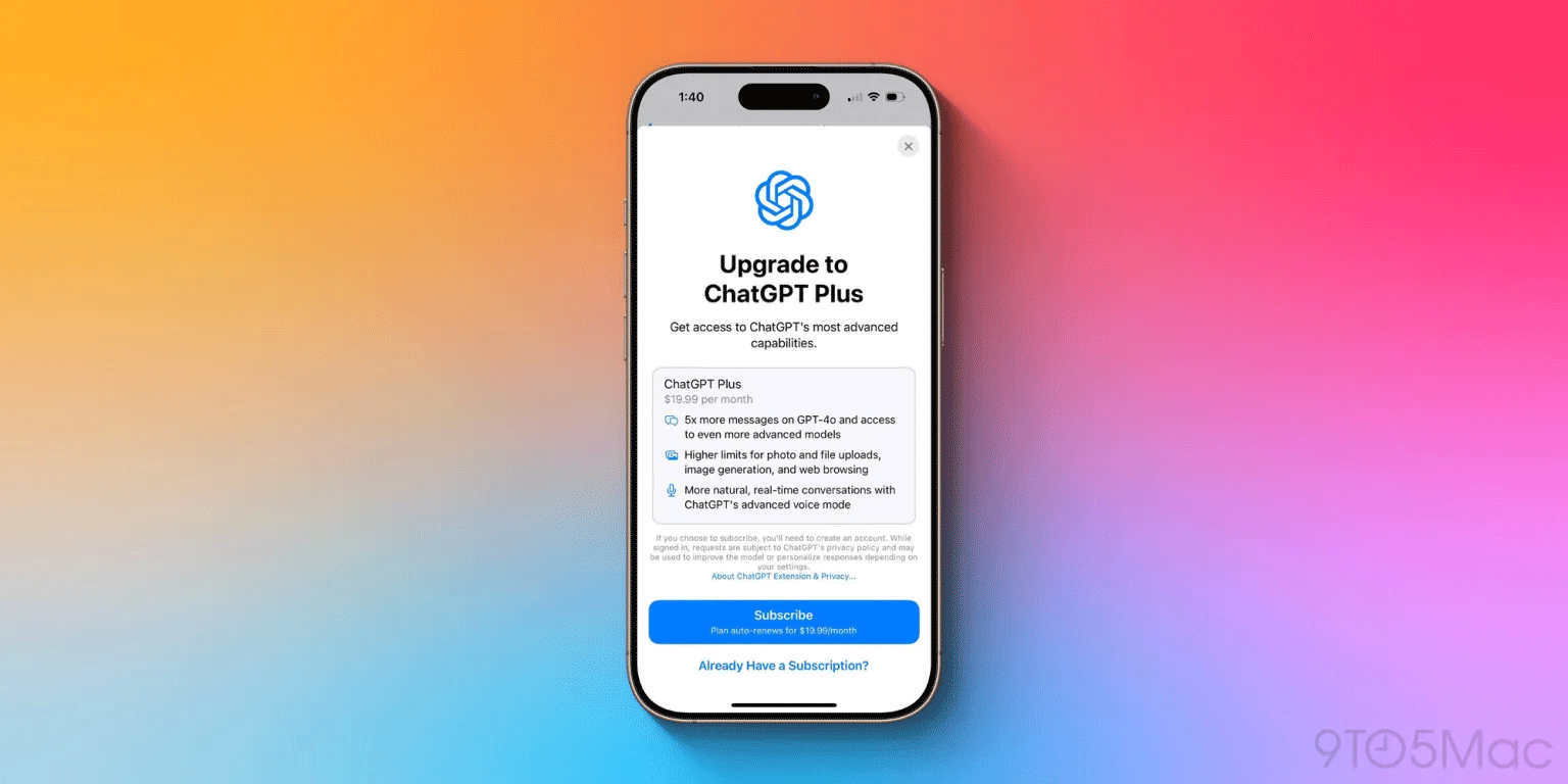 ChatGPT Plus trên iOS 18.2