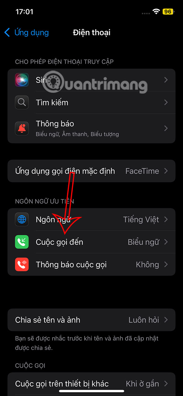 Chỉnh cuộc gọi đến iPhone