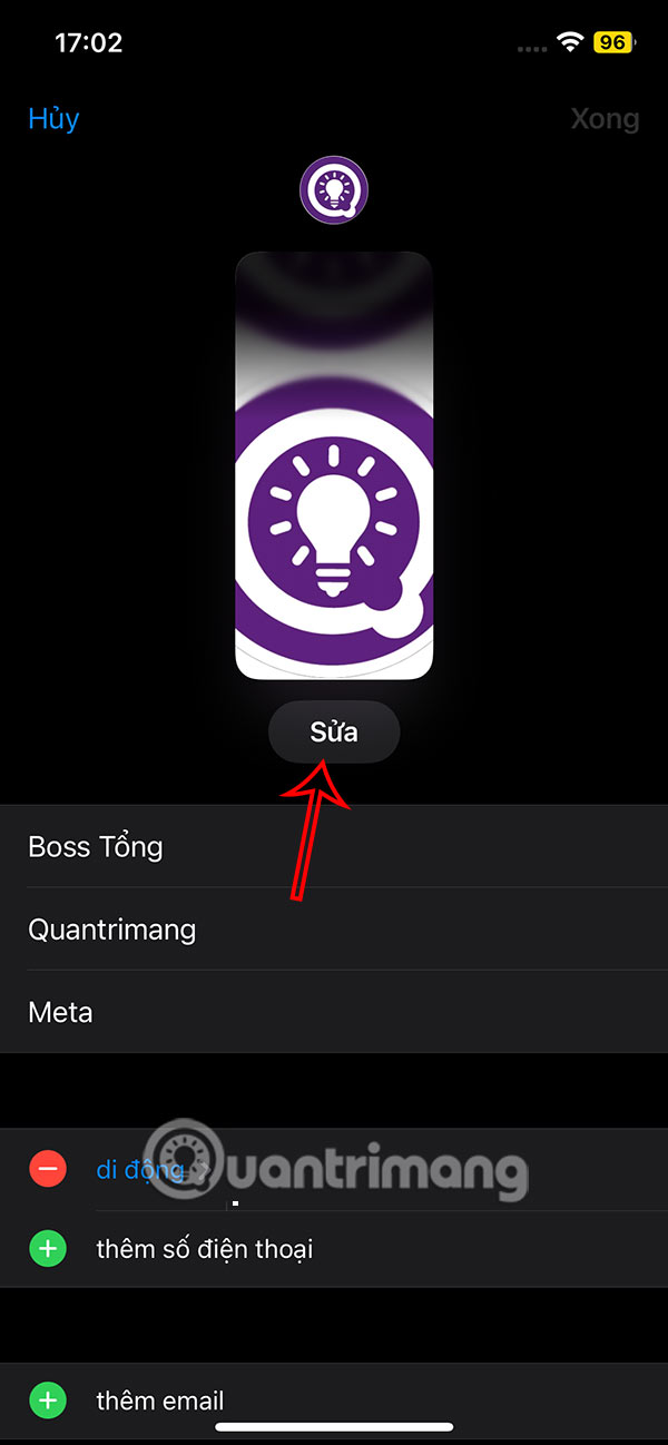 Sửa ảnh liên hệ