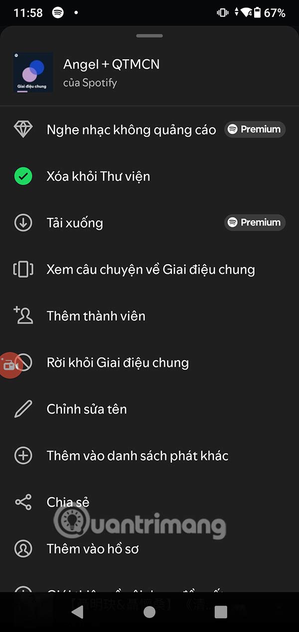 Thay đổi giai điệu chung Spotify