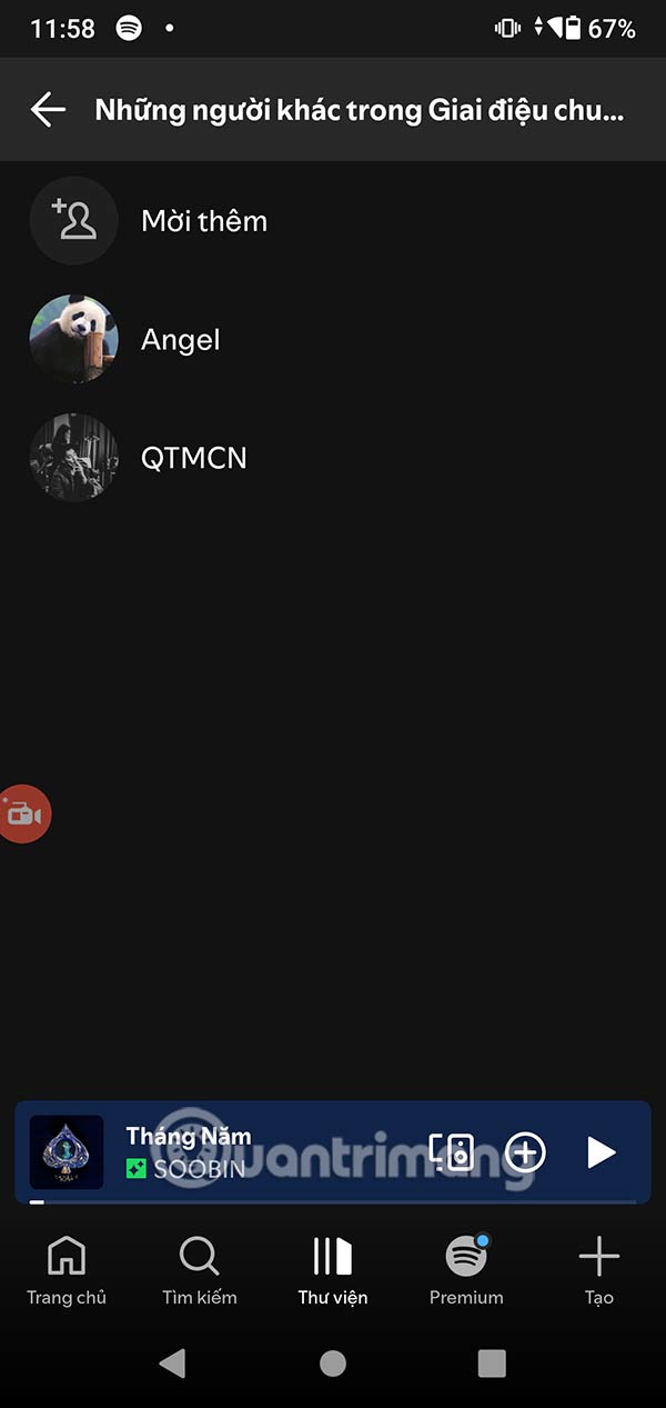 Thêm thành viên vào playlist giai điệu chung