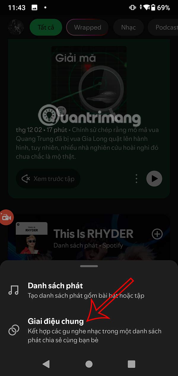 Tạo giai điệu chung Spotify
