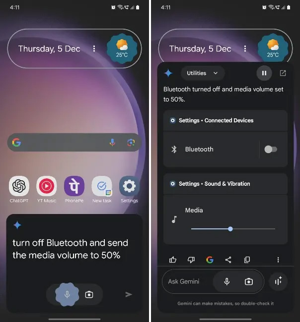 Thực hiện nhiều hành động trên Gemini