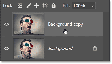 Layer 'Background copy' xuất hiện.