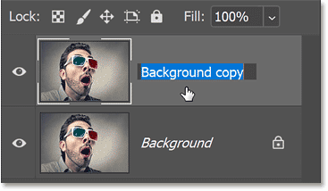 Nhấp đúp vào tên của layer Background copy