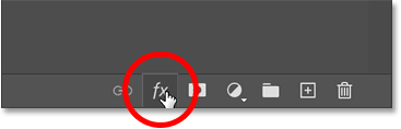Nhấp vào biểu tượng fx trong bảng Layers của Photoshop