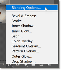 Mở Blending Options trong Photoshop