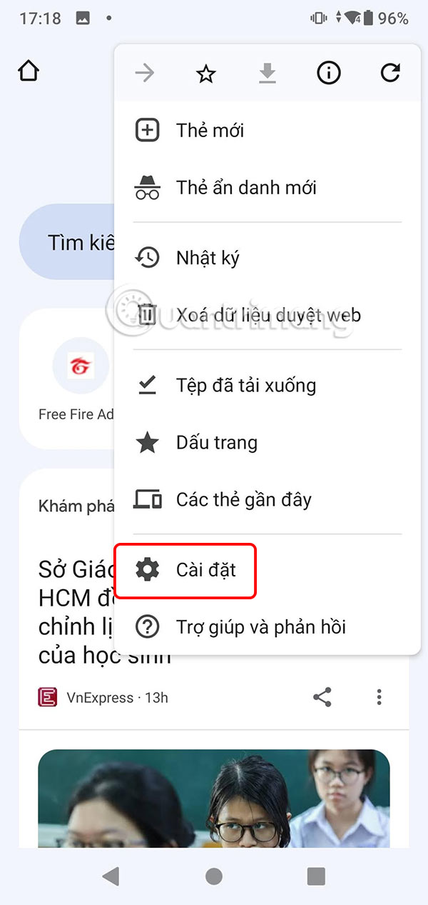 Cài đặt Chrome Android