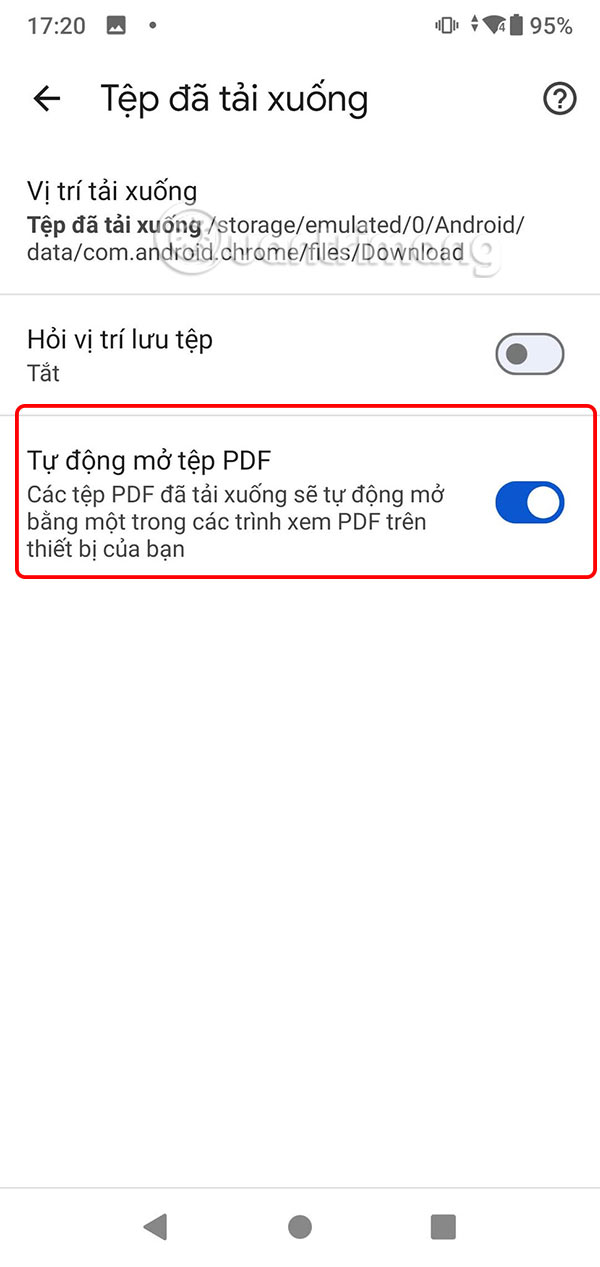 Mở file PDF Chrome Android