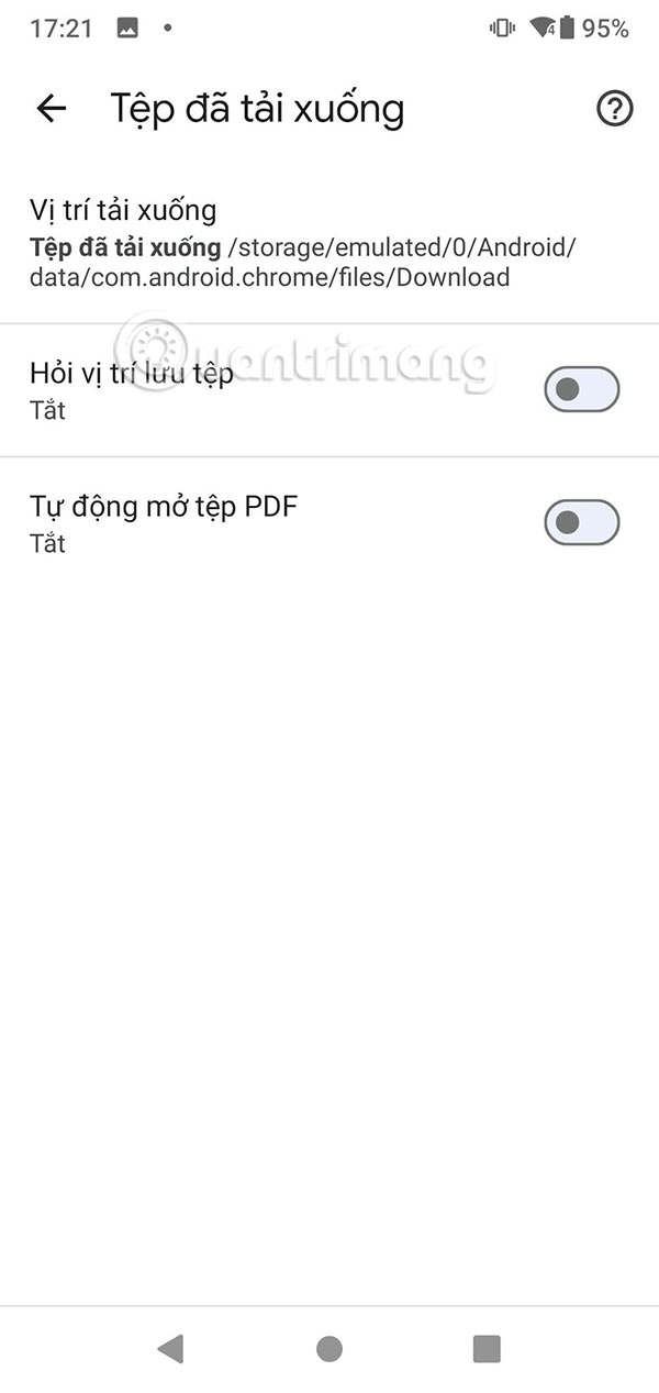 Tắt mở PDF trên Chrome Android