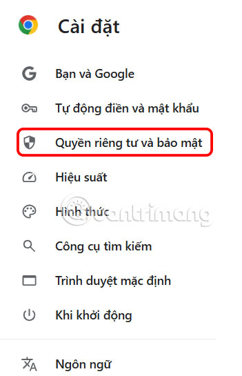 Quyền riêng tư và bảo mật Chrome PC