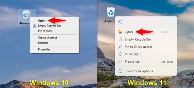 Mở Recycle Bin Windows 10 hoặc Windows 11 từ desktop