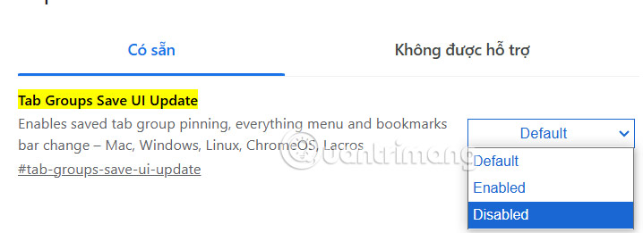 Vô hiệu hóa biểu tượng nhóm tab Chrome