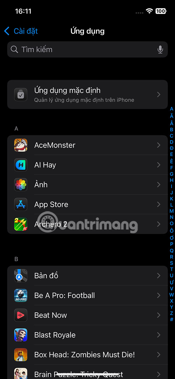 Giao diện ứng dụng trên iPhone